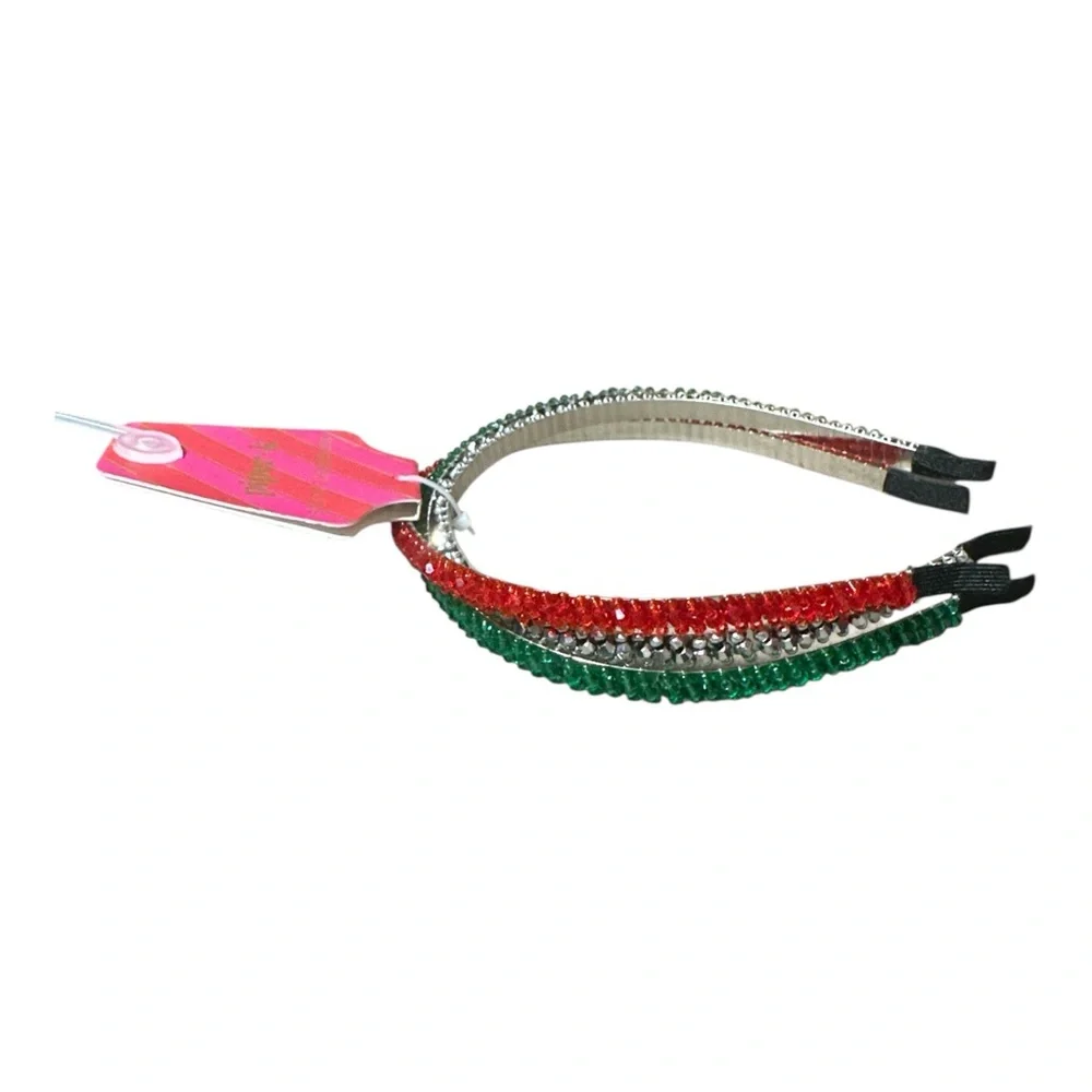 Piper K Holiday Rhinestone Headbands Set of 3 – Red Green Silver